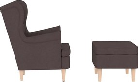 vidaXL Μπερζέρα Σκούρο Καφέ Υφασμάτινη με Υποπόδιο