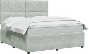vidaXL Κρεβάτι box spring με στρώμα Ανοιχτό γκρι 180 x 200 cm Βελούδο