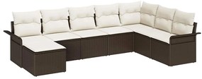 vidaXL Σετ Καναπέ Κήπου με μαξιλάρι 8 pcs Καφέ Πολυ ράταν
