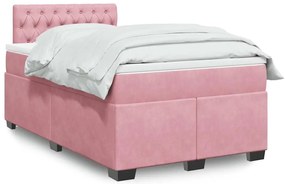 vidaXL Κρεβάτι Boxspring με Στρώμα Ροζ 120x190 εκ. Βελούδινο