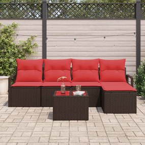 vidaXL Σετ Καναπέ με μαξιλάρι 6 pcs Καφέ συνθετικό ρατάν
