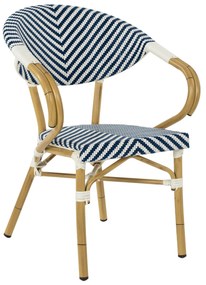 ARMCHAIR ALUMINUM  BAMBOO LOOK BLUE-WHITE 59x56x82H cm.