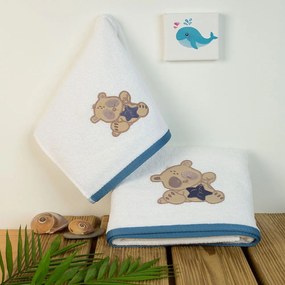 Πετσέτες Βρεφικές Με Κέντημα Star Bear 152 (Σετ 2τμχ) White DimCol Σετ Πετσέτες 70x140cm 100% Cotton