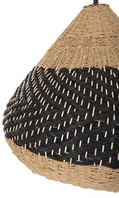 Φωτιστικό Οροφής Κρεμαστό C4354 Φυσικό Rattan - Paper Rope σε Φυσικό -Μαύρο Φ54x42-145Υεκ. 54x54x145 εκ.
