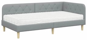 vidaXL Κρεβάτι Γωνίας με στρώμα Ανοιχτό γκρι 90 x 200 cm ύφασμα
