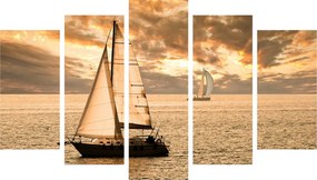 ΠΙΝΑΚΑΣ ΠΕΝΤΑΠΤΥΧΟ MDF SUNSET SAILING HM7206.01 100X0,3X60 εκ.