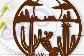 Σετ των 3 Intra απο ξύλο plywood 3mm-4mm πάχος Επιγραφή τοίχου Cactus Desert, Δίασταση 10x10 cm INTRAFABR-110351099