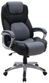 Manager office chair Lockie with PU in black- grey fabric 63.5x76.7x122.5 εκ.