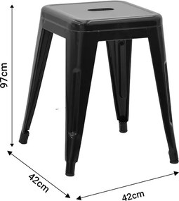 Σκαμπό Utopia pakoworld μέταλλο μαύρο ματ 30x30x45εκ