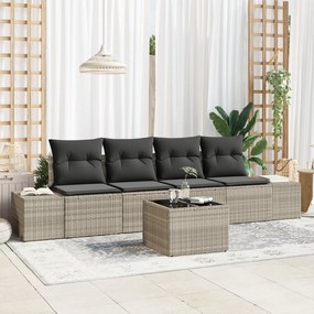 vidaXL Σετ Εξωτερικού Καναπέ 5 Τεμαχίων με Μαξιλάρια Ανοιχτό Γκρι Πολυεστερικό Ρατάν