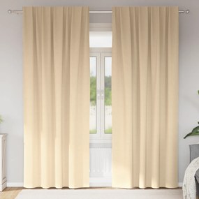 vidaXL Κουρτίνες με κουρτίνες 2 pcs Κρεμ 225 x 140 εκ. Πολυεστέρας