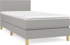 vidaXL Κρεβάτι Boxspring με Στρώμα Ανοιχτό Γκρι 90x200 εκ. Υφασμάτινο