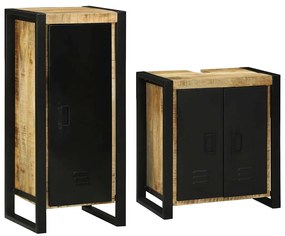 vidaXL Σετ Επίπλων Μπάνιου με αποθήκευση 2 pcs Καφέ Στερεό ξύλο μάνγκο