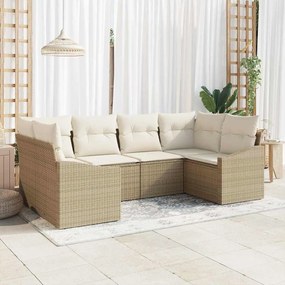 vidaXL Σετ Καναπέ Κήπου 6 pcs Μπεζ Πολυ ράταν