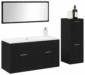 vidaXL Σειρά επίπλων μπάνιου 3 pcs Μαύρη Οξυά 90 x 38.5 x 46 cm