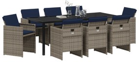 vidaXL ΣΕΤ ΤΡΑΠΕΖΑΡΙΑΣ ΚΗΠΟΥ 9 ΤΕΜΑΧΙΩΝ ΜΕ ΜΑΞΙΛΑΡΙΑ ΓΚΡΙ ΠΟΛΥΡΑΤΑΝ