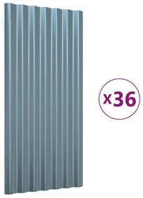 vidaXL Πάνελ Οροφής 36 τεμ. Γκρι 80 x 36 εκ. Γαλβανισμένος χάλυβας
