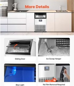 VEVOR Commercial Ice Maker Freestanding Cabinet Machine 150lbs/24H 45 Ice Cubes