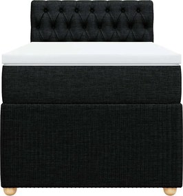 vidaXL Κρεβάτι Boxspring με Στρώμα Μαύρο 90x190 εκ.Υφασμάτινο