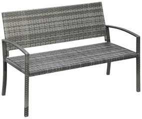 Outsunny Πάγκος Κήπου, σε εμφάνιση Rattan, με ατσάλινο πλαίσιο, για 2 άτομα, Καφέ, 122 x 60 x 87cm