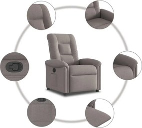 vidaXL Πολυθρόνα Ανακλινόμενη Taupe Υφασμάτινη