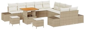 vidaXL Σετ Καναπέ Κήπου με μαξιλάρι 13 pcs Μπεζ, Κρέμα 80 x 80 x 71 cm