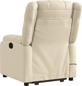 vidaXL Πολυθρόνα Μασάζ Ηλεκ. Ανακλινόμενη με Ανύψωση Κρεμ Υφασμάτινη