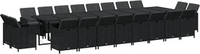 vidaXL Σετ Τραπεζαρίας Κήπου 21 τεμ. Μαύρο Συνθ. Ρατάν με Μαξιλάρια