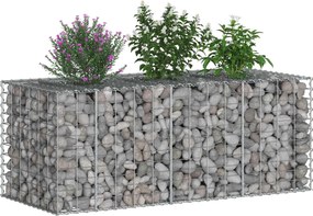 vidaXL Ανασηκωμένο κρεβάτι gabion Ασημί