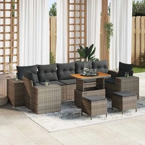 vidaXL Σετ Καναπέ Κήπου 10 pcs Γκρι συνθετικό ρατάν