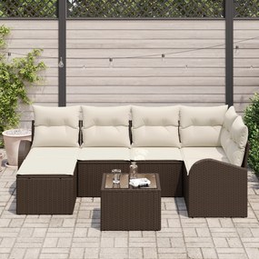 vidaXL Σετ Καναπέ 6 Τεμαχίων με Μαξιλάρια Γκρι Πολυ Ρατάν