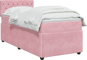 vidaXL Κρεβάτι box spring με στρώμα Ροζ 80 x 200 cm Βελούδο