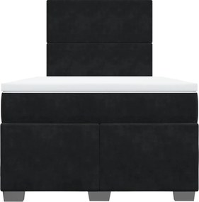 vidaXL Κρεβάτι Boxspring με Στρώμα Μαύρο 120x190 εκ. Βελούδινο