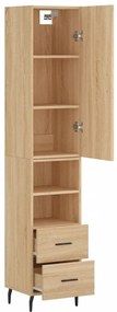 vidaXL Μπουφές Sonoma δρυς 34,5 x 34 x 180 εκ. από Επεξεργασμένο Ξύλο