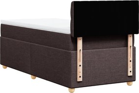 vidaXL Κρεβάτι Boxspring με Στρώμα Σκούρο Καφέ 90x200 εκ. Υφασμάτινο