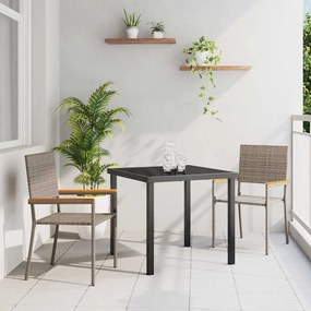 vidaXL Στοιβαζόμενες Καρέκλες Κήπου με Μαξιλάρια (2 τμχ) Γκρι Πολυ-Ρατάν