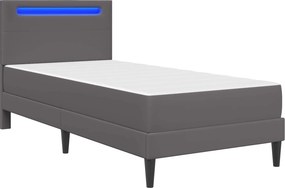 vidaXL Σκελετός κρεβατιού με στρώμα Γκρι 90 x 190 cm Τεχνητό Δέρμα