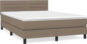vidaXL Κρεβάτι Boxspring με Στρώμα Taupe 140x200 εκ. Υφασμάτινο