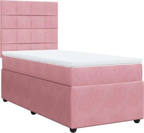 vidaXL Κρεβάτι Boxspring με Στρώμα Ροζ 80 x 200 εκ. Βελούδινο