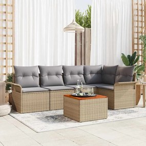 vidaXL Σετ Καναπέ Κήπου 6 pcs Μπεζ Πολυ ράταν