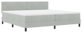 vidaXL Κρεβάτι Box Spring με Στρώμα & LED Φωτισμός Γκρι 200x200 εκ Βελούδο