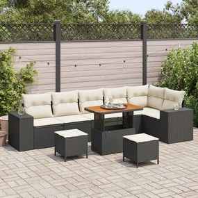 vidaXL Σετ Καναπέ Κήπου 9 pcs Μαύρο συνθετικό ρατάν