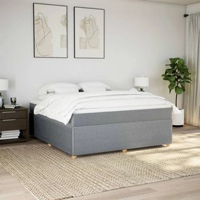 Κρεβάτι Boxspring με Στρώμα Ανοιχτό Γκρι 180x200 εκ. Υφασμάτινο - Γκρι