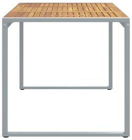 vidaXL Τραπέζι Εξωτερικού Χώρου Γκρι 180x90x75 εκ. Από Χάλυβα & Στερεό Ξύλο Ακακίας