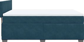 vidaXL Κρεβάτι Boxspring με Στρώμα Μπλε 160x200 εκ. Βελούδινο