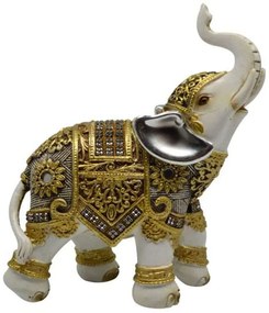 Διακοσμητικός Ελέφαντας 815197 12,5x5,5x15,5cm White-Gold Ankor Πολυέστερ