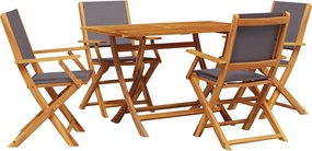 vidaXL Σετ Τραπεζαρίας Κήπου 5 τεμ. Ανθρακί Ύφασμα/Μασίφ Πεύκου