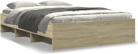 vidaXL Πλαίσιο Κρεβατιού Sonoma Δρυς 135x190 εκ. Επεξεργασμένο Ξύλο
