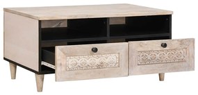 vidaXL Τραπεζάκι σαλονιού Λευκό 80 x 54 x 40 εκ Μασίφ ξύλο μάνγκο