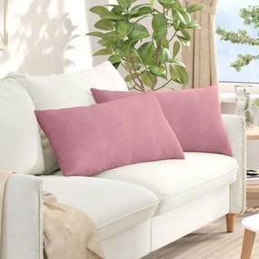 vidaXL Μαξιλάρι Καναπέ 2 τμχ. Βελούδο Ροζ 80 x 40 cm